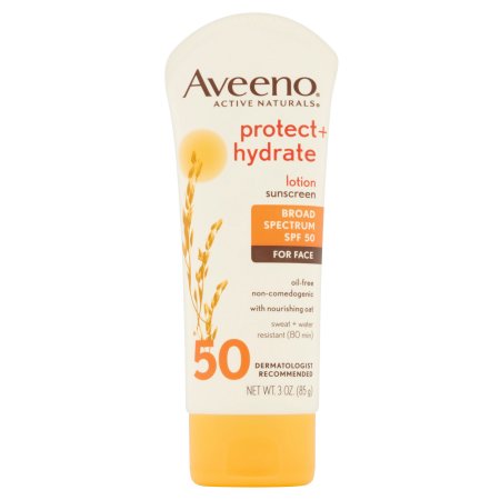 Aveeno Protect + Hydrate Lotion Sunscreen With Broad Spectrum Spf 50 For Face, Sweat Resistant, 3 Oz