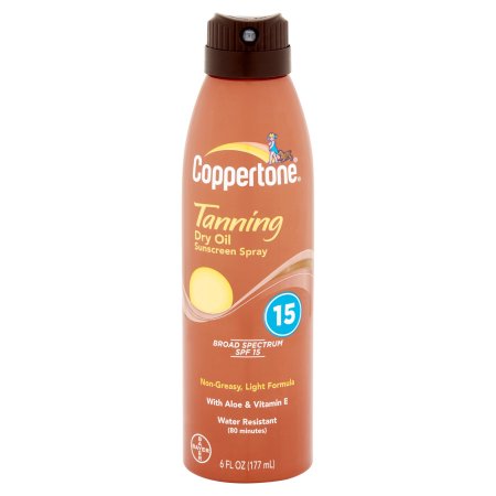 Coppertone Tanning Dry Oil Sunscreen Spray, SPF 15, 6 fl oz