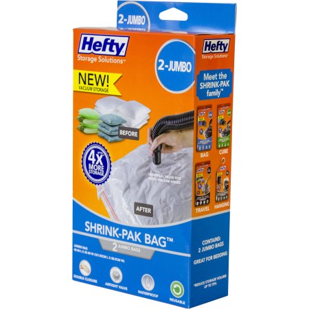 Hefty Shrink-Pak Vacuum Seal Bags, 2 Jumbo Bags