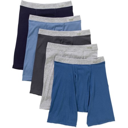 Fruit of the Loom Men's Soft Fabric Covered Waistband Boxer Briefs, 5-Pack