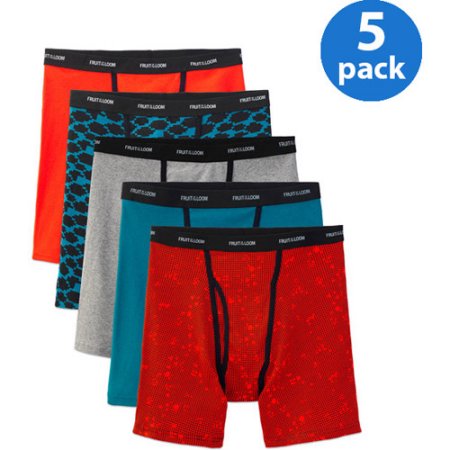 Fruit of the Loom Men's Ringer Style Assorted Color Boxer Briefs, 5-Pack