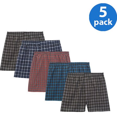 Fruit of the Loom Men's Woven Tartan Boxers, 5-Pack