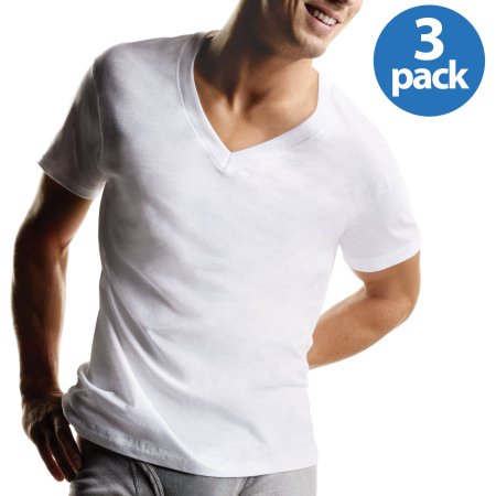 Hanes Men's ComfortSoft White V-Neck T-Shirt 3-Pack