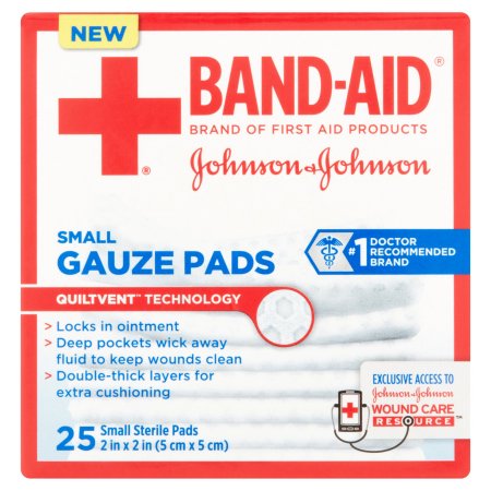 Band-Aid Brand Small Gauze Pads, 2 Inches By 2 Inches, 25 Count