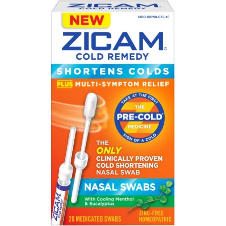 Zicam Cold Remedy Plus Multi-Symptoms Relief Nasal Swabs with Cooling Menthol & Eucalyptus, 20 count