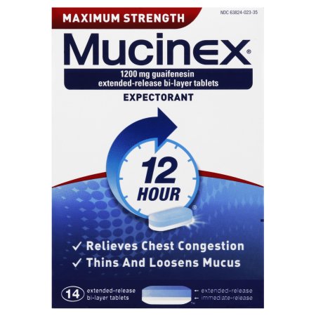 Mucinex Maximum Strength 12-Hour Chest Congestion Expectorant Tablets, 14 Count