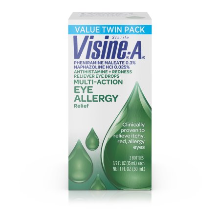 Visine -A Antihistamine + Redness Multi-Action Eye Allergy Reliever Eye Drops, .5 Fl. Oz, (Pack Of 2)